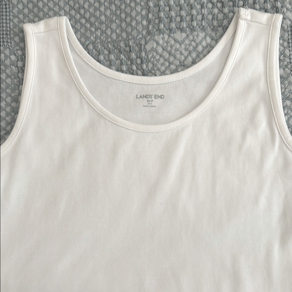 Lands' End White Sleeveless Tank Top